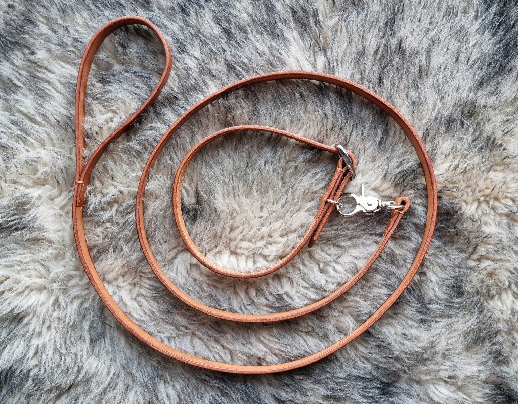 Mooie handgemaakte cognac lederen halsband en riem, Enlèvement ou Envoi, Neuf, Laisse pour chien