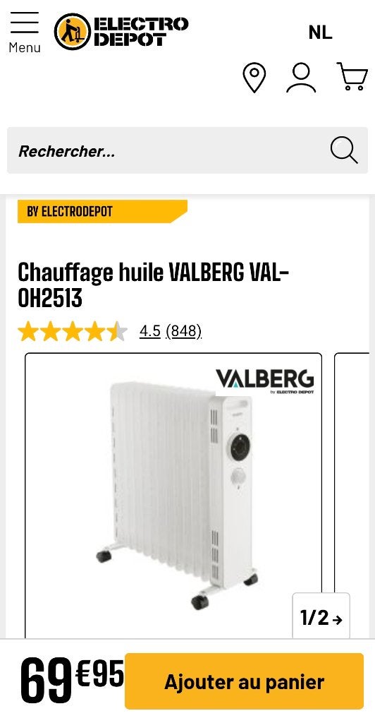 Chauffage électrique bain dhuile 2 pieces !, 800 watts ou plus, Moins de 60 cm, Comme neuf, Enlèvement