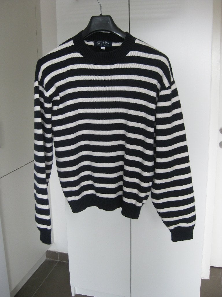 Scapa katoenen trui Donkerblauw/ Wit  Gestreept Maat L, Vêtements | Hommes, Pulls & Vestes, Enlèvement ou Envoi, Comme neuf, Bleu