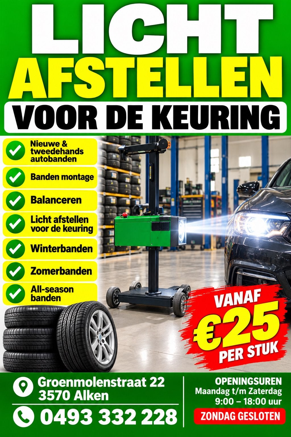 LICHT AFSTELLEN VOOR DE KEURING €10 ️0493332228, Ophalen of Verzenden