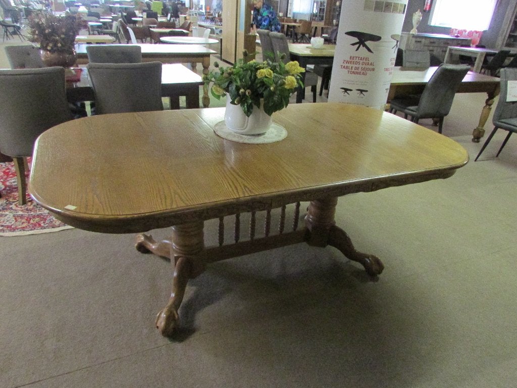 Nieuw eiken uitschuifbare tafel 500 euro., Antiek en Kunst, Ophalen