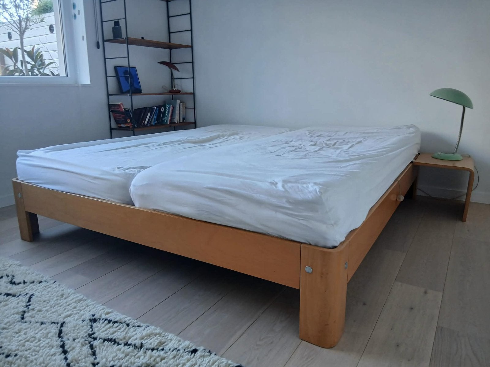 Dubbelbed auping auronde. Volledig. Kleur berk, Ophalen, Bruin, Tweepersoons, 180 cm