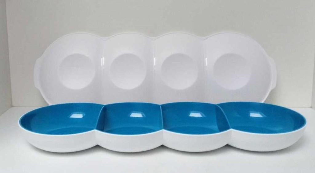 Tupperware™ « Plat Tapas Allegra » blanc et bleu, Maison & Meubles, Cuisine| Tupperware, Envoi, Neuf, Bleu, Boîte