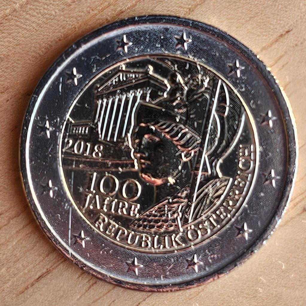 2 euro herdenkingsmunt oostenrijk 100j 2018, Ophalen of Verzenden, Oostenrijk, 2 euro, Losse munt