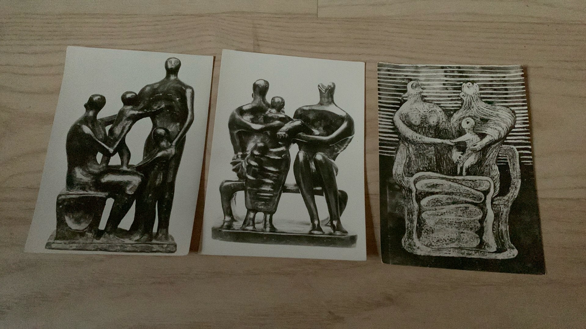3 photos de sculptures de Henry Moore, Enlèvement ou Envoi, Photo, Utilisé, 1940 à 1960