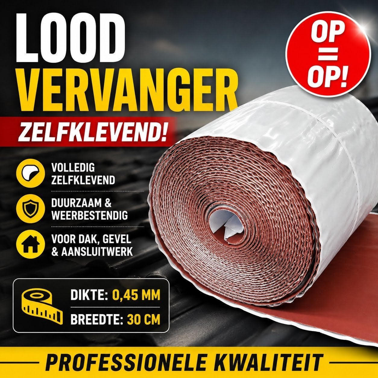 Zelfklevende Lood vervangers 0,45 - 30cm € 13 excl.btw, Bricolage & Construction, Tuiles & Revêtements de toit, Membrane goudronnée