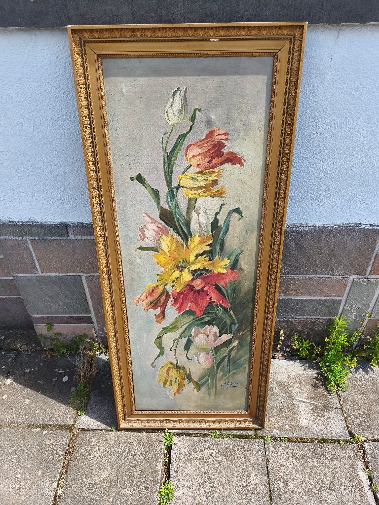 Huile sur toile fleurs signe n salmon, Enlèvement
