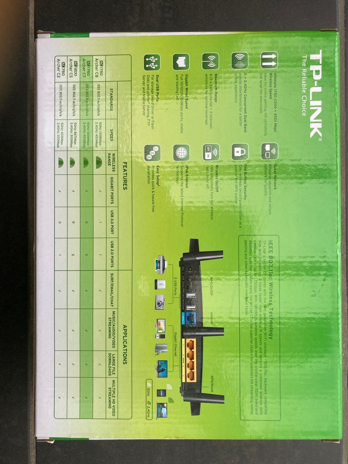 Wireless router dual band AC 1750. Archer C7, Ophalen, Zo goed als nieuw, Router