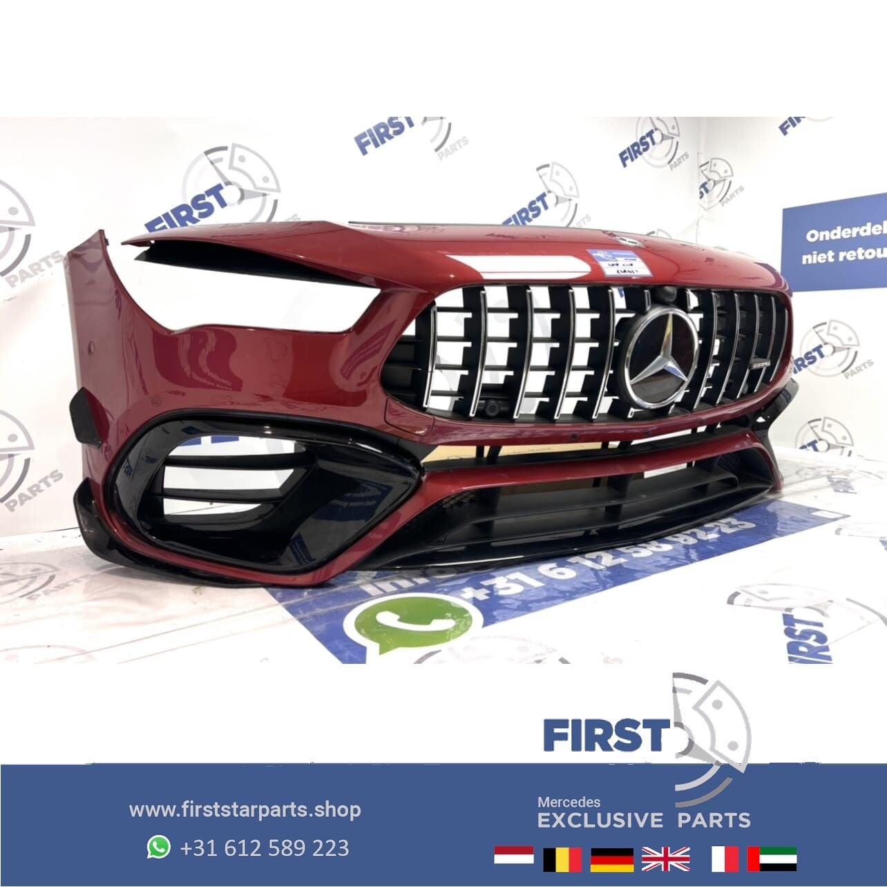 W118 CLA 45 CLA45S AMG GT VOORBUMPER GEEL COMPLEET CLA45 AER, Gebruikt, -, Voor, Ophalen of Verzenden