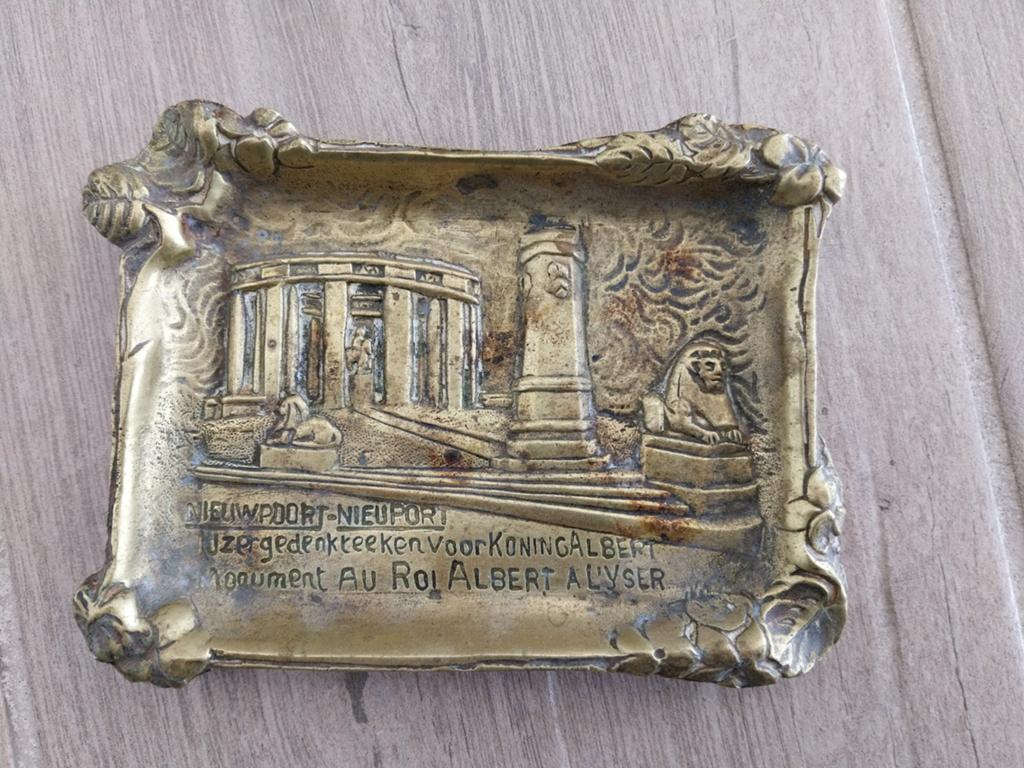 Trench Art asbak Nieuwpoort 14-18 wo1, Verzamelen, Militaria | Algemeen, Ophalen of Verzenden