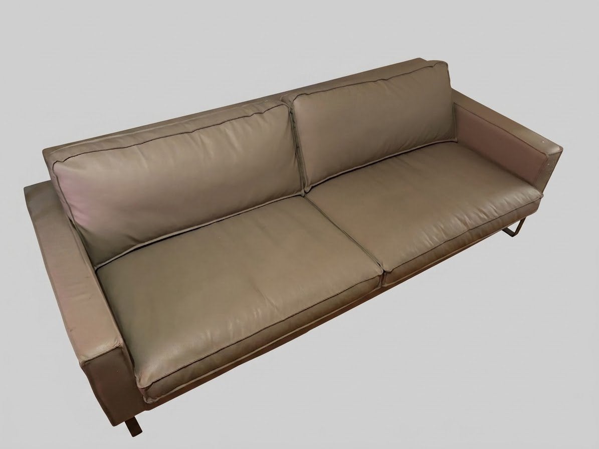 Canape 3 places cuir, Maison & Meubles, Enlèvement, Utilisé, Beige, 100 cm