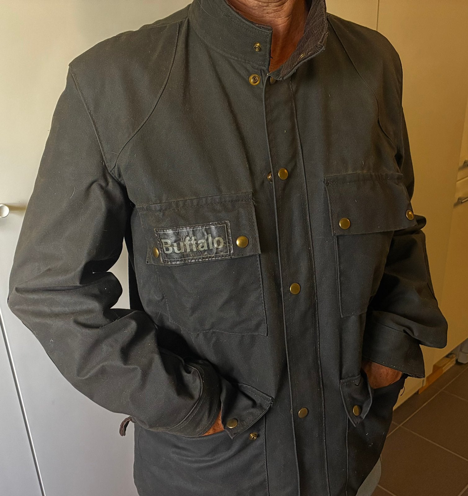 Buffalo waterdichte gewaxte motorjas, type Belstaff, Motoren, Kleding | Motorkleding, Ophalen, Tweedehands, Dames, Jas | textiel