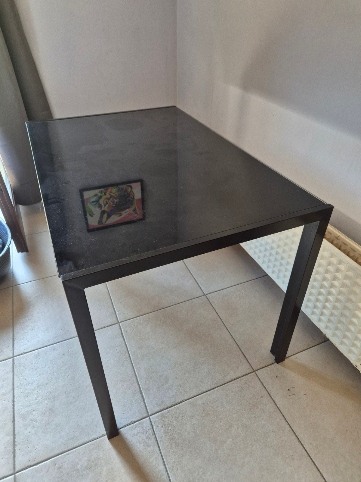 ​Table de cuisine / repas en verre noir et métal – 115 x 75, Maison & Meubles, Enlèvement, Utilisé, Verre