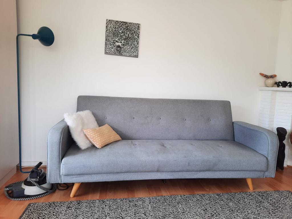 Canapé lit vintage gris maison du monde, Vintage, 150 à 200 cm, Enlèvement, Utilisé