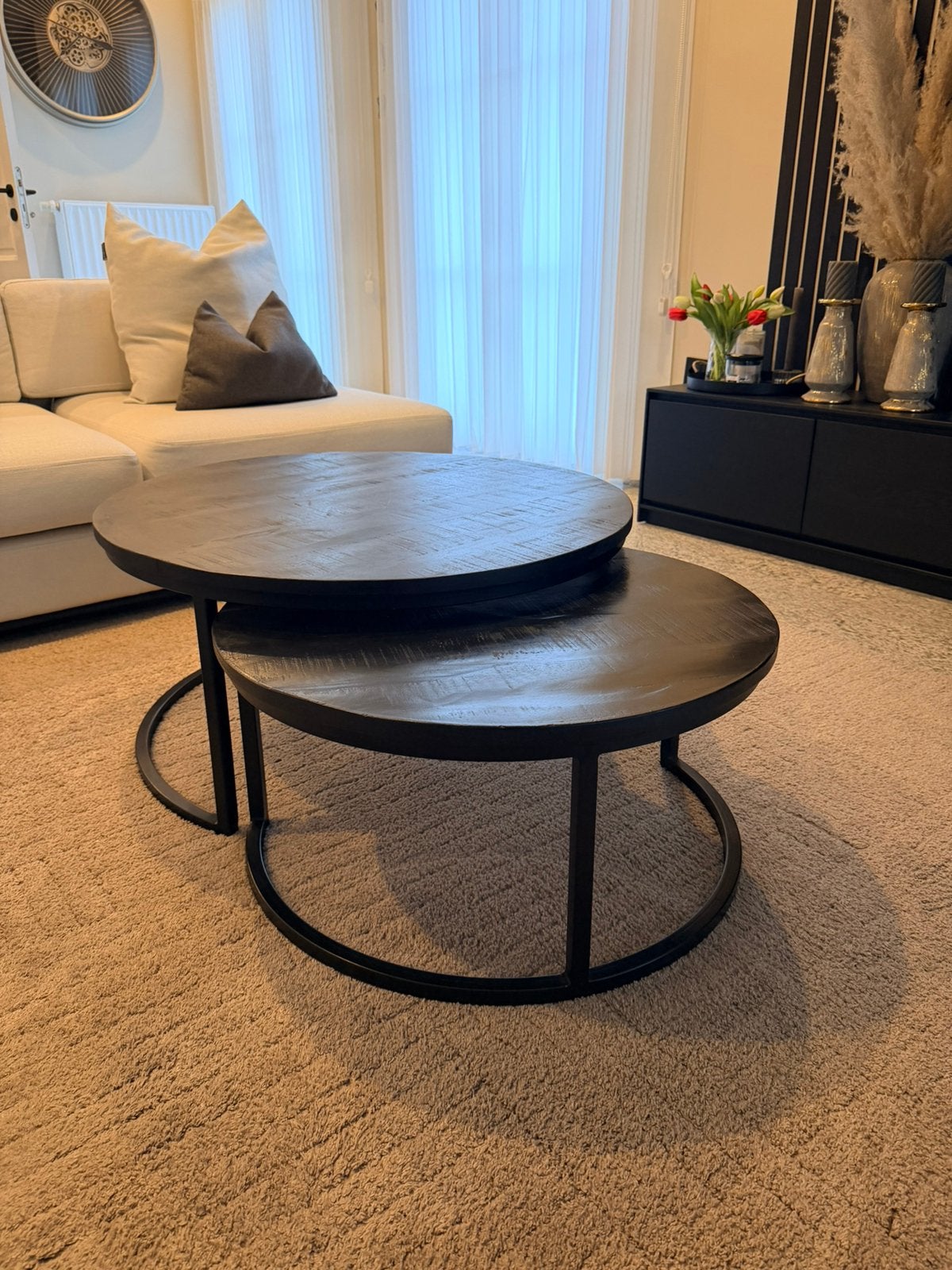 Table basse, pieds en acier et plateau en bois, Enlèvement, Comme neuf