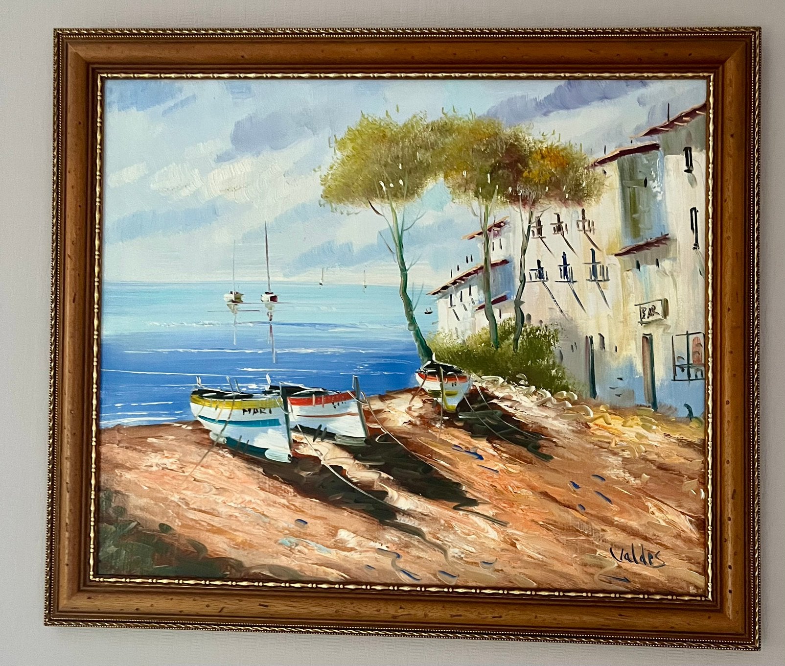 Schilderij Spaanse kust 60x50cm Valdés, Ophalen