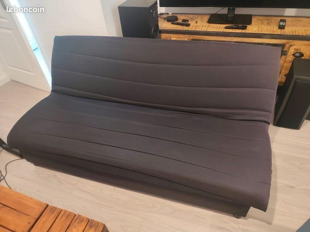Banquette convertible noire 1m80 – Très bon état, Enlèvement, Utilisé, Tissus