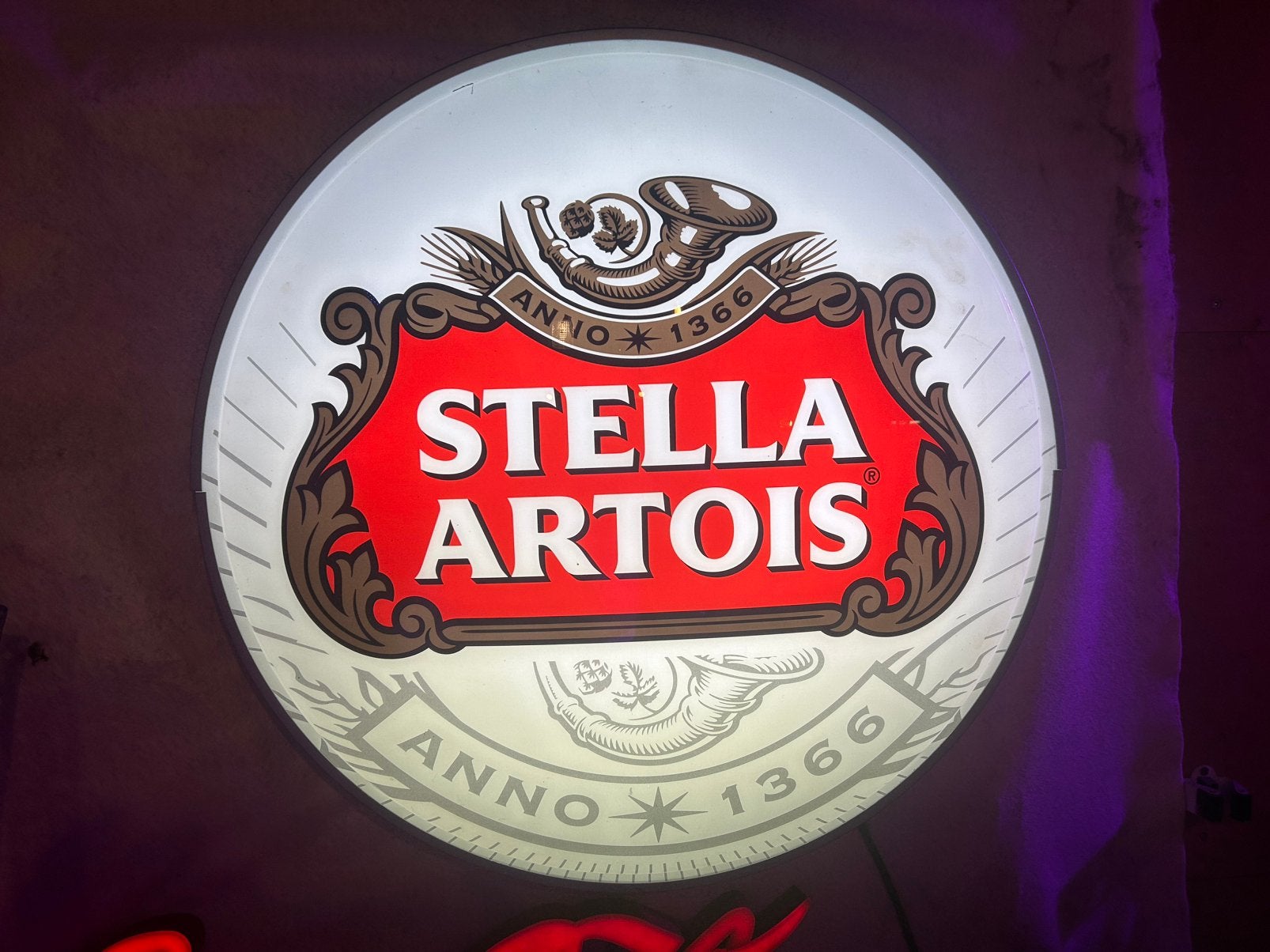 Lichtreclame Stella 70cm perfecte staat.Voor binnen&buiten