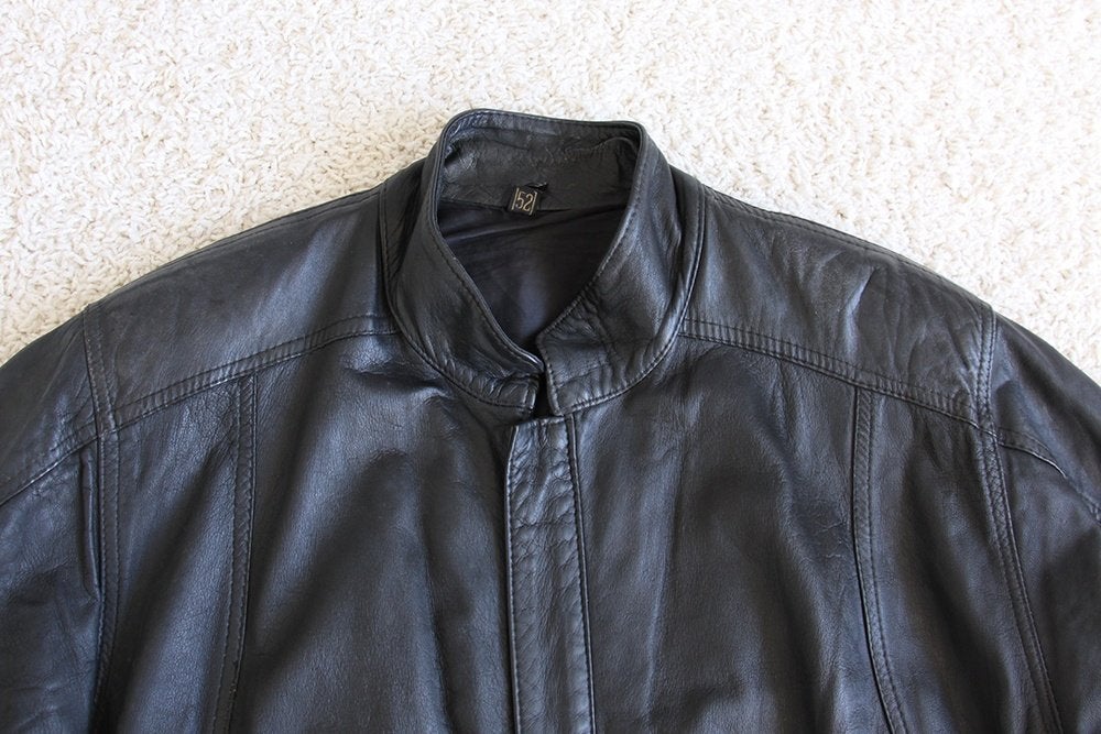 Veste en cuir noire pour homme 28* (taille 52) €50, -, Vintage, Noir, Envoi, Taille 52/54 (L)