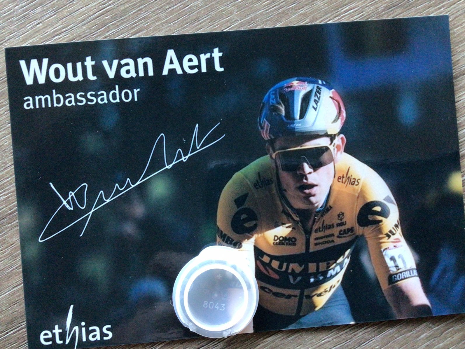 Wielerfoto wout van aert, Ophalen of Verzenden, Zo goed als nieuw