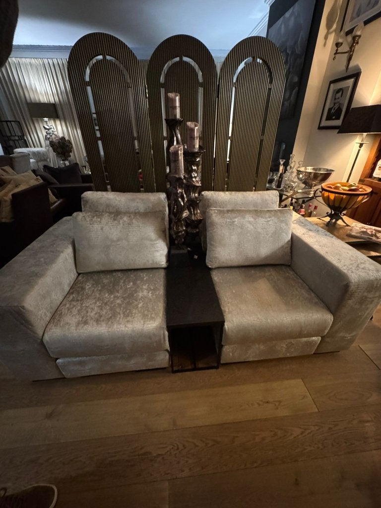 LUXE STOFFEN BANK Croco dessin stof BANKSTEL met tafel, Ophalen, 100 tot 125 cm, Tweepersoons, Zo goed als nieuw