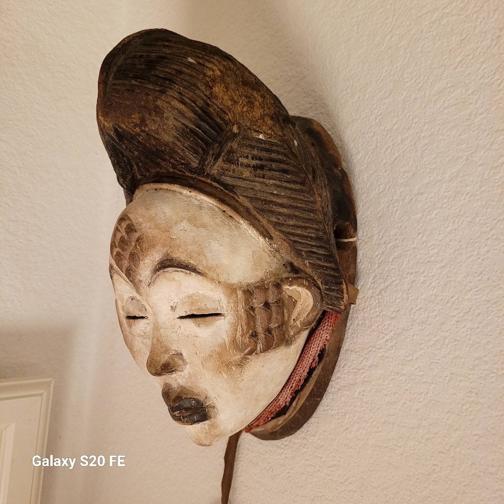 Authentique masque Africain punu,Tribus #armes#Congo, Antiquités & Art, Afrique, Matériau naturel, Relief, 38 cm