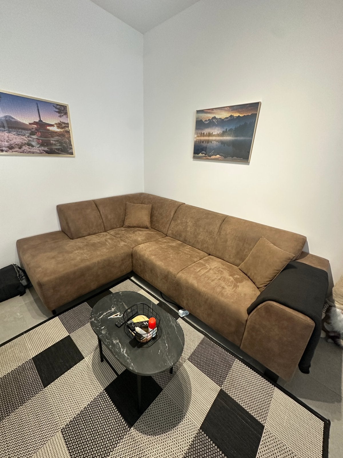 Canape d’angle, Maison & Meubles, Enlèvement, Utilisé, Tissus, Daim