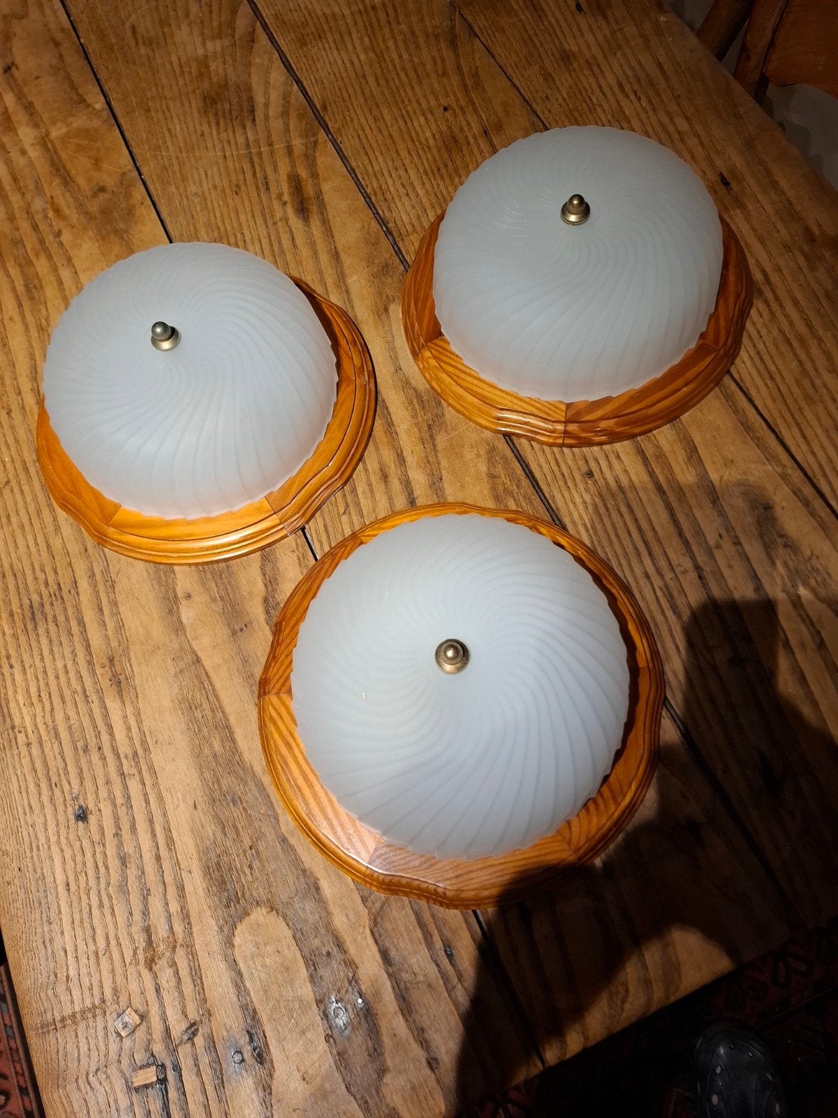 3 massive plafondlampen, Ophalen of Verzenden, Hout