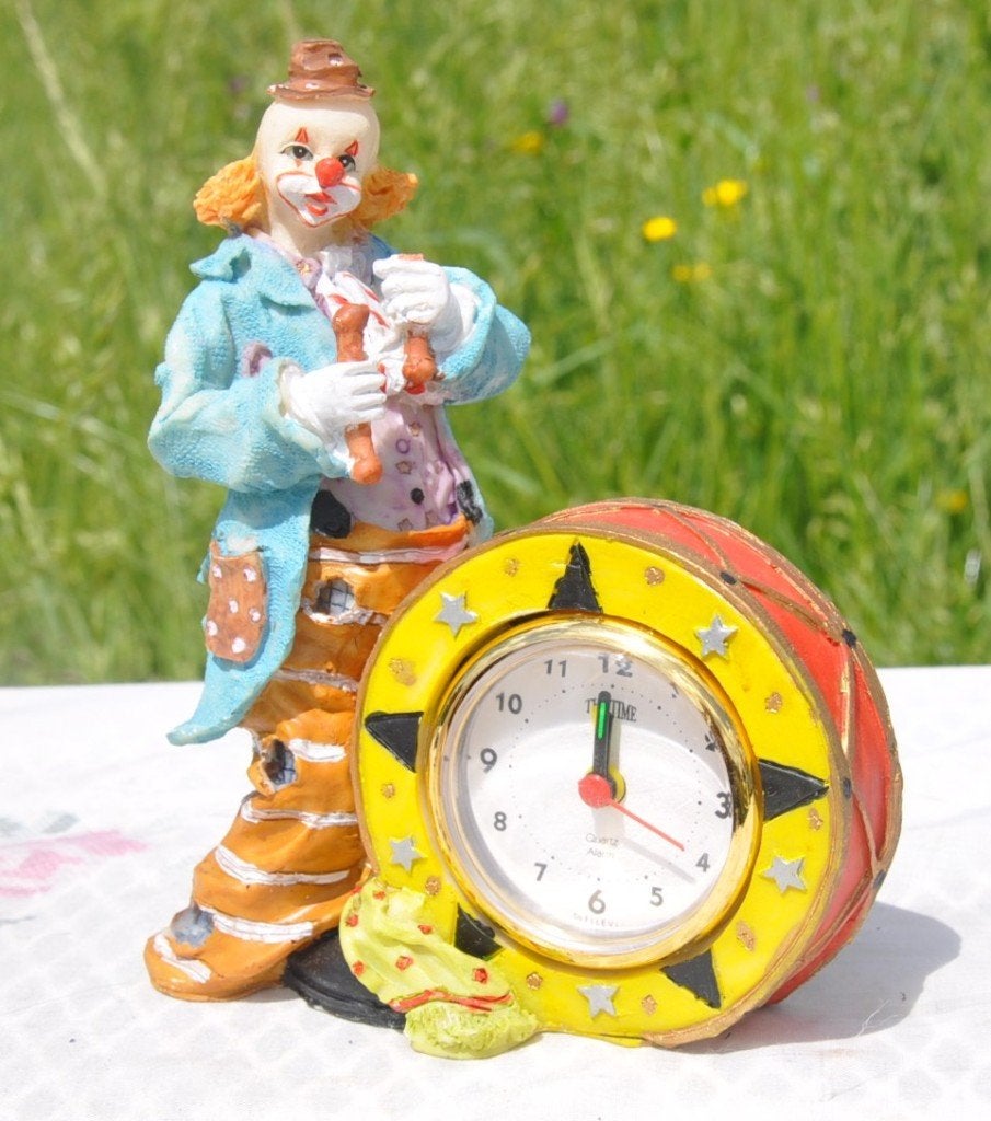 reveil clown en resine, Enlèvement ou Envoi, Utilisé, Réveil ou Horloge