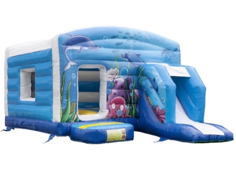Te koop Springkasteel Seaworld + blower + certificaat, Ophalen, Gebruikt