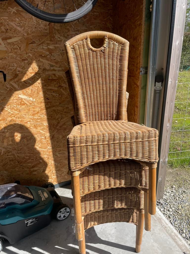 Rieten stoelen 4 stuks, Ophalen, Gebruikt