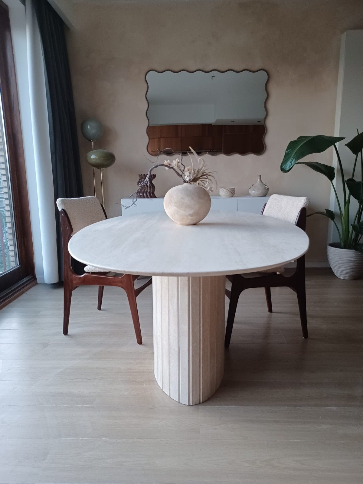 Prachtige vintage travertin tafel 180x100x73cm., Maison & Meubles, 150 à 200 cm, Vintage, Comme neuf, Enlèvement