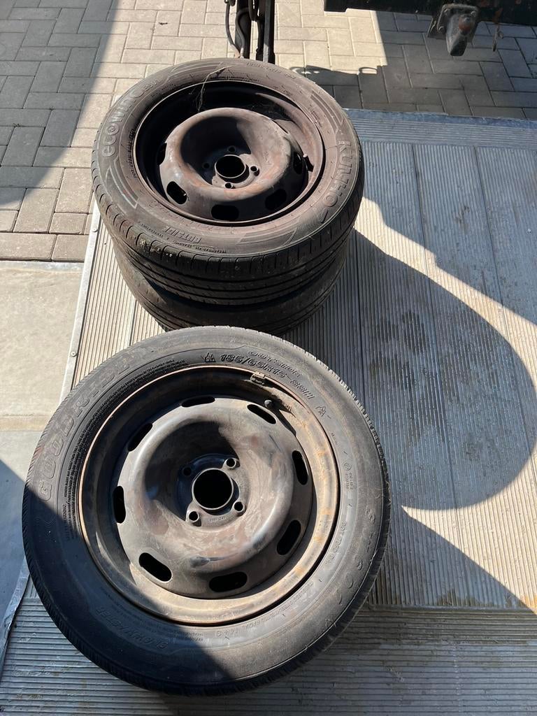 Stalen velgen met banden, Auto-onderdelen, Ophalen, Gebruikt, 15 inch, 185 mm
