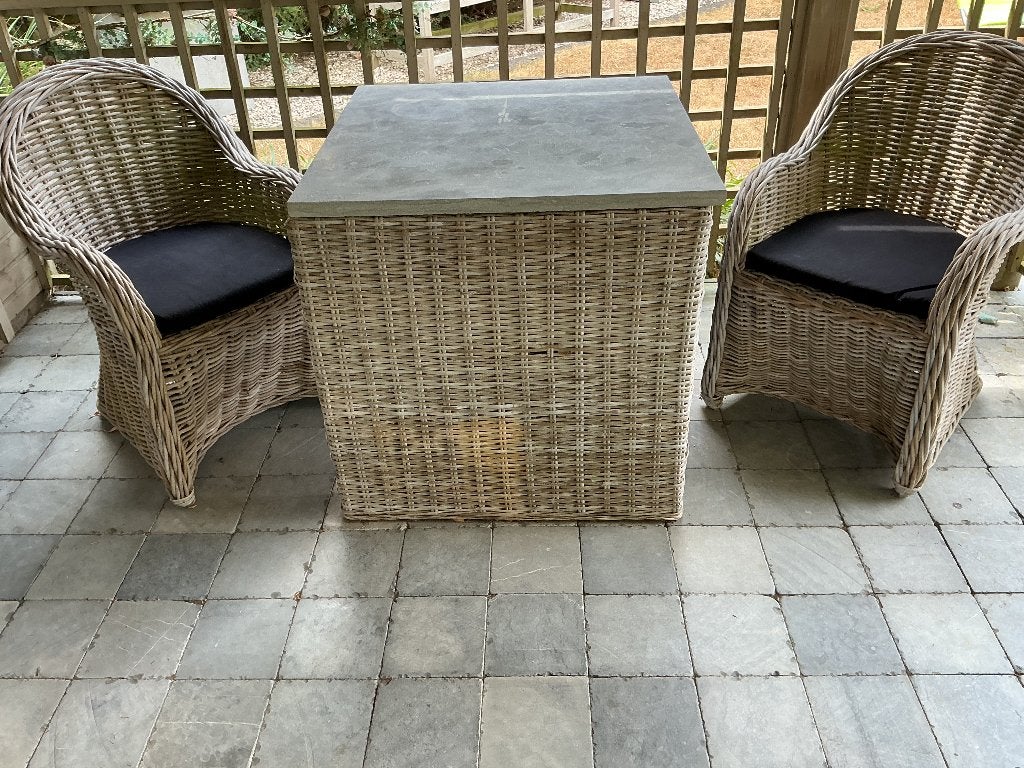 Driedelige Tuinset, Gebruikt, Rotan, Tuinset, Eettafel