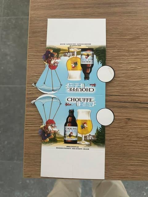 Chouffe sans alcool alcoholvrij tatel reclame karton, Ophalen of Verzenden, Nieuw, Reclamebord, Plaat of Schild, Overige merken