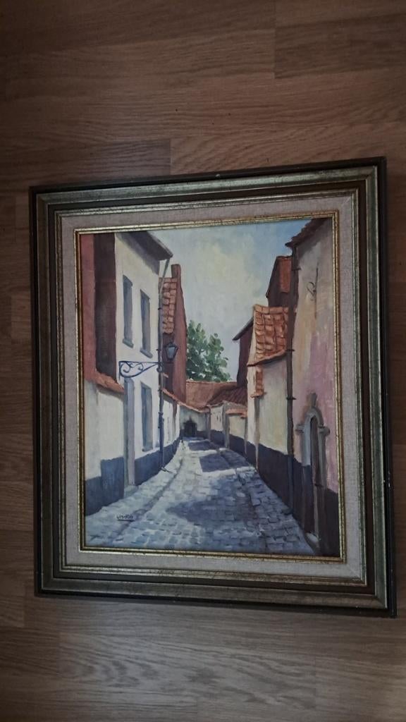 Olieverf schilderij Begijnhof in Lier, Antiek en Kunst, Kunst | Schilderijen | Klassiek, Ophalen