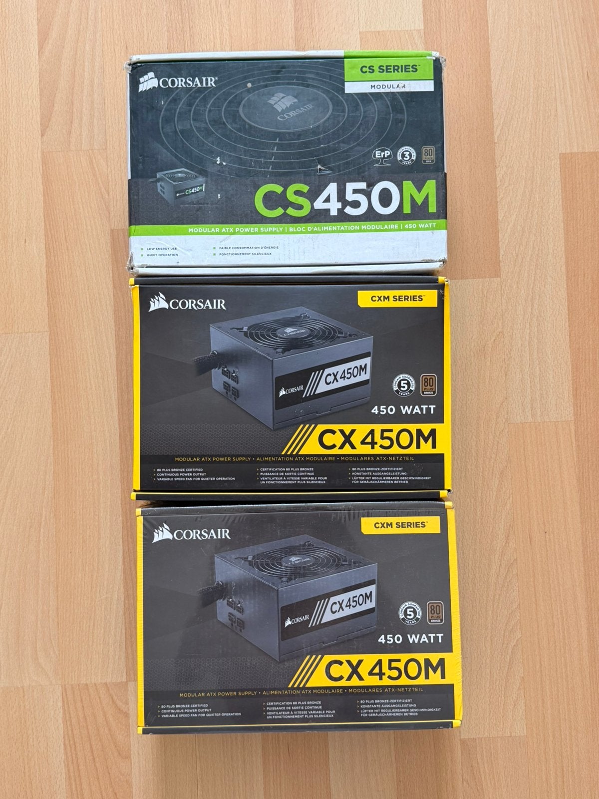 3x Corsair 450W voeding (2x CX450M nieuw + 1x CS450M), Computers en Software, Ophalen of Verzenden