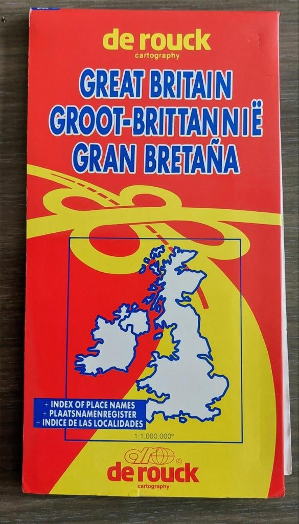 De Rouck. Vintage  wegenkaart Groot Brittannië 1990., Livres, Enlèvement ou Envoi