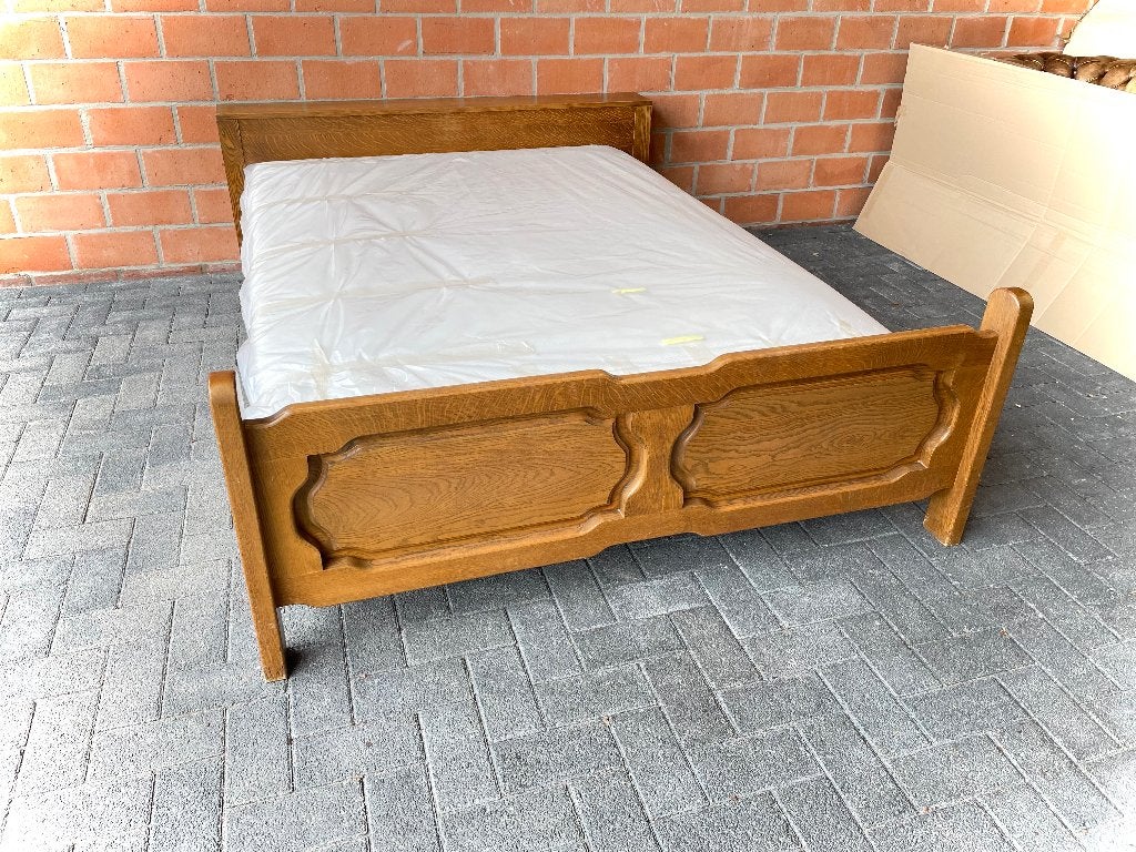 Compleet bed in eik - 140x200cm - goede staat, Ophalen, Gebruikt, Tweepersoons, 140 cm