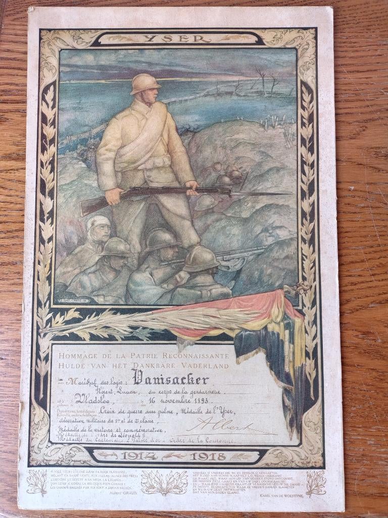 Kleurenlitho, eerste wereldoorlog, Verzamelen, Ophalen, Rijkswacht, Foto of Poster