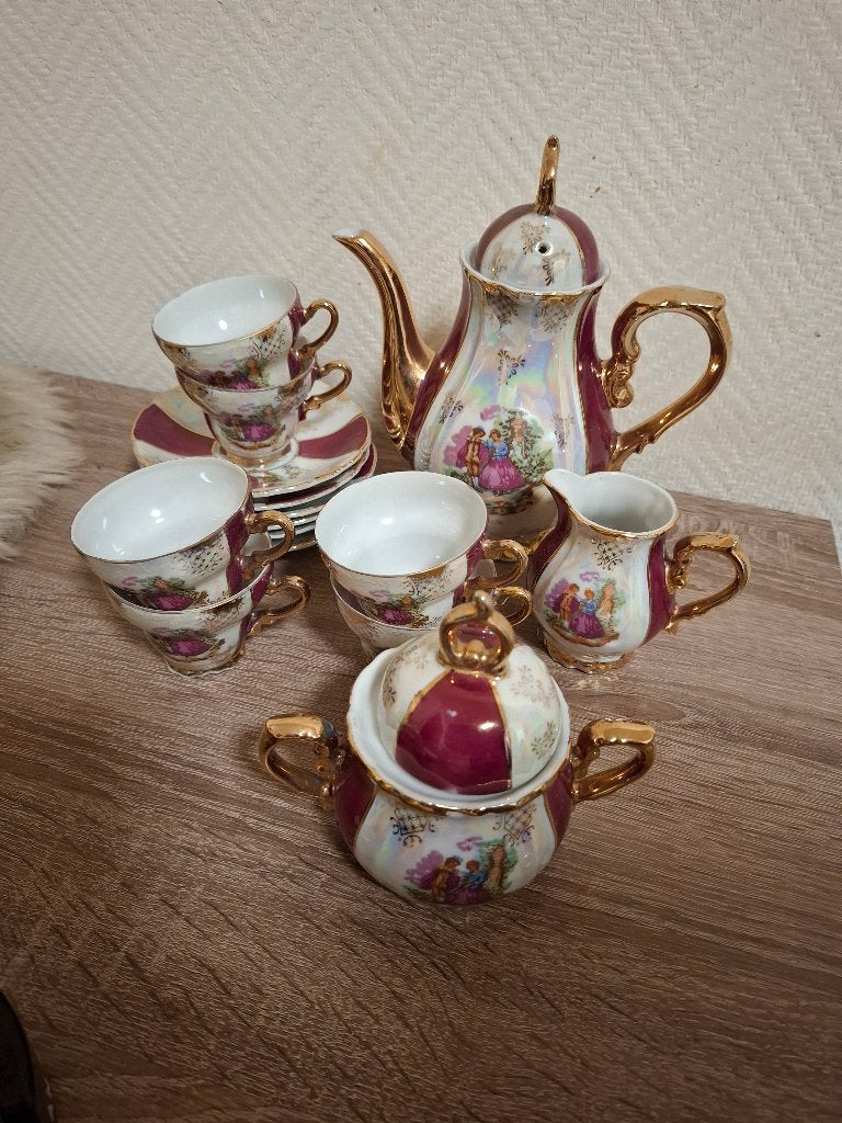 Vintage barok mokka / theeservies fragonard / dresden stijl, Enlèvement