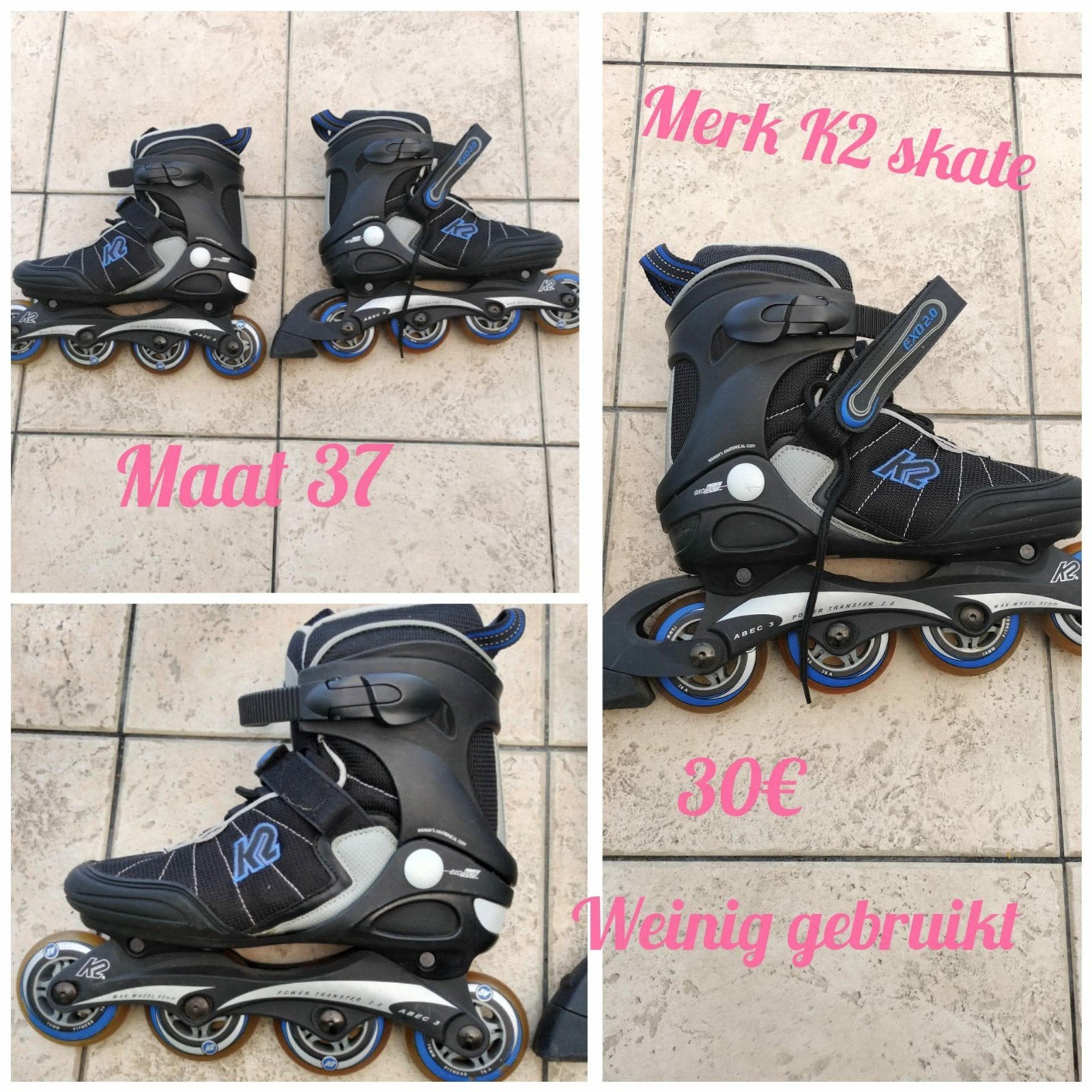 Te weinig gebruikt !, Sports & Fitness, Patins à roulettes alignées, K2, Rollers 4 roues en ligne, Réglable, Enlèvement