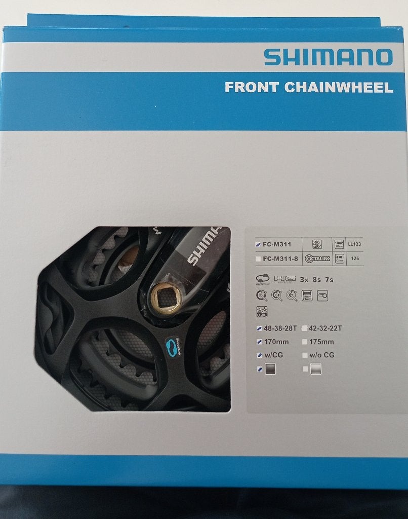 crankset Shimano 48 - 38 - 28T, Fietsen en Brommers, Fietsonderdelen, Nieuw, Aluminium, Shimano, Ophalen