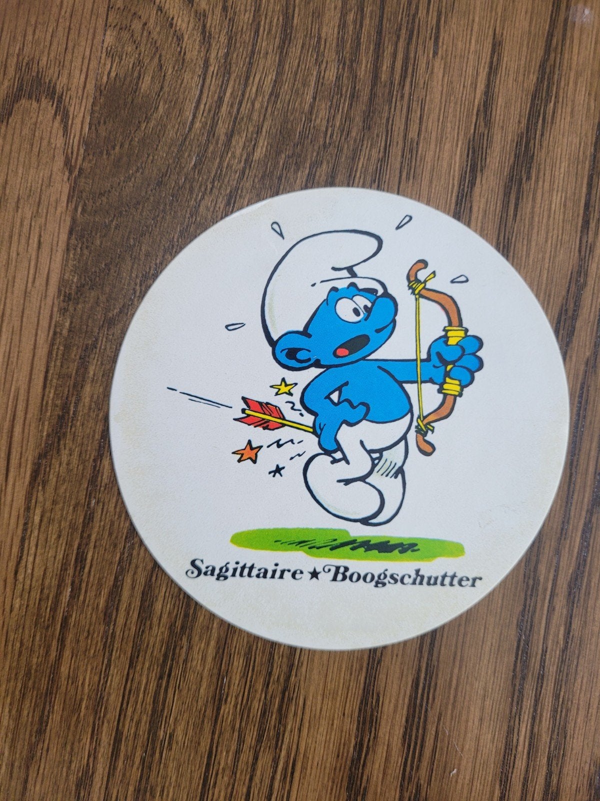 oude sticker de smurfen Milkana, Ophalen of Verzenden