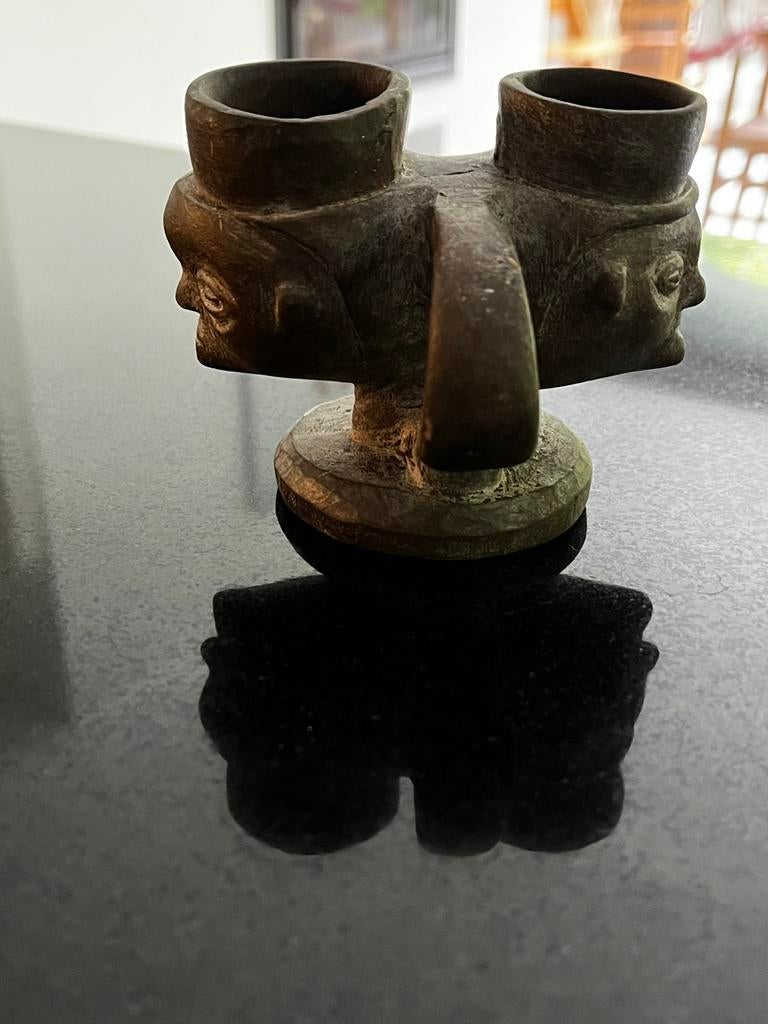 Oud ritueel dubbelvat beker koppen Kongo mpemba kalkresten, Antiek en Kunst, Ophalen of Verzenden