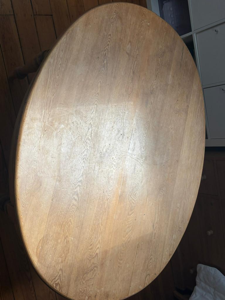 Table ovale en bois massif, pin, Maison & Meubles, Tables | Tables à manger, Utilisé, 50 à 100 cm, 100 à 150 cm, Quatre personnes