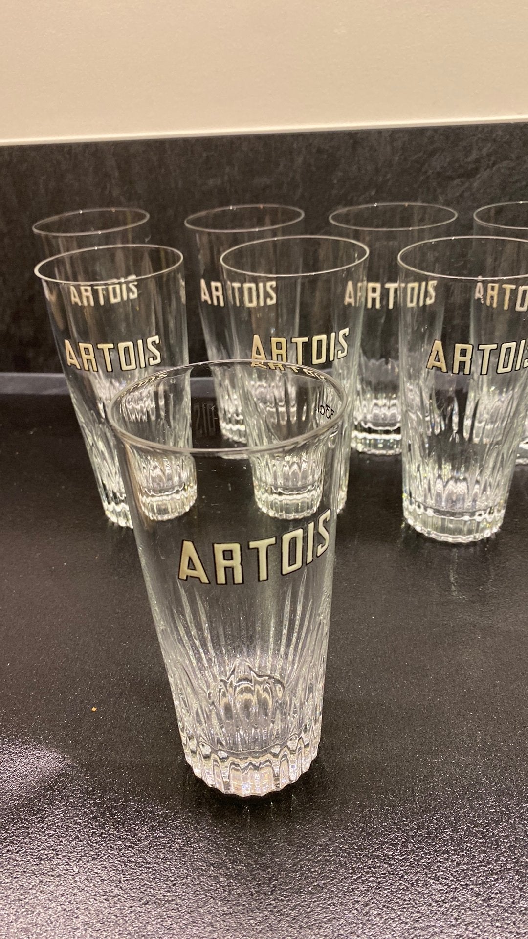 7 geemailleerde stella artois glazen, Ophalen of Verzenden, Zo goed als nieuw, Stella Artois