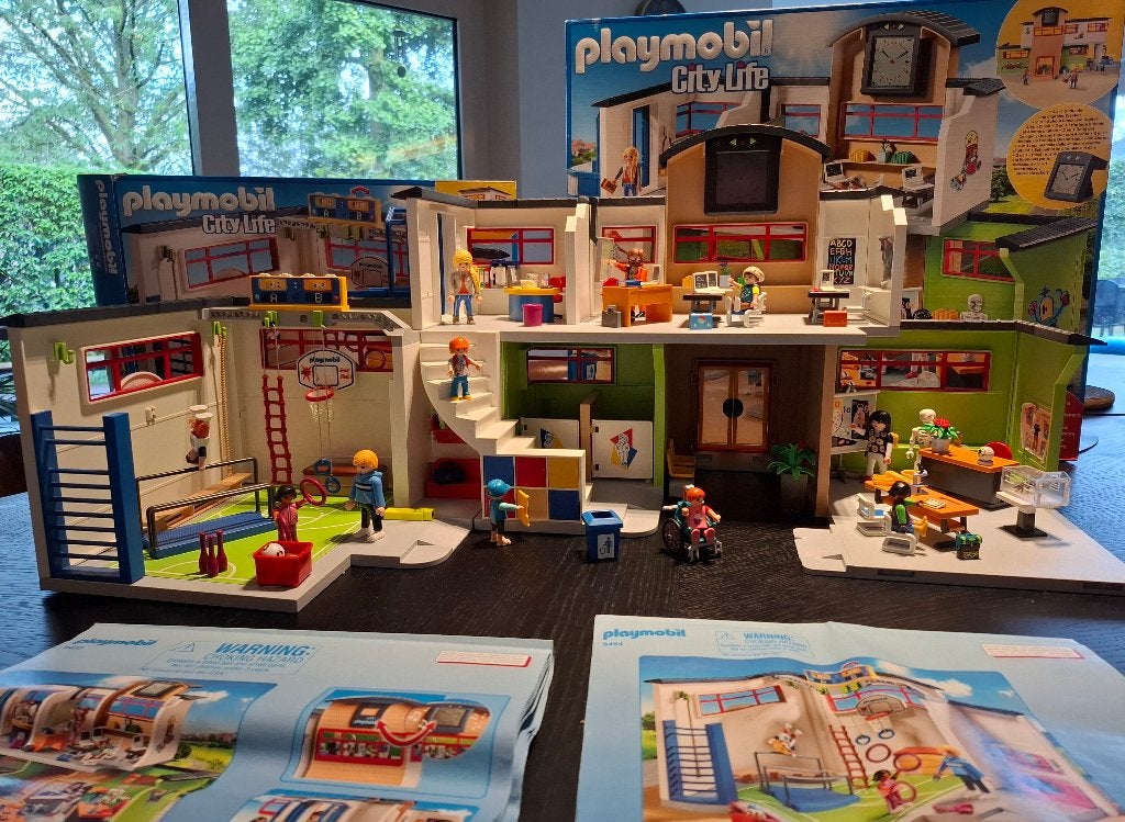 Playmobil School + Turnzaal, Ophalen, Gebouw, Complete set, Zo goed als nieuw