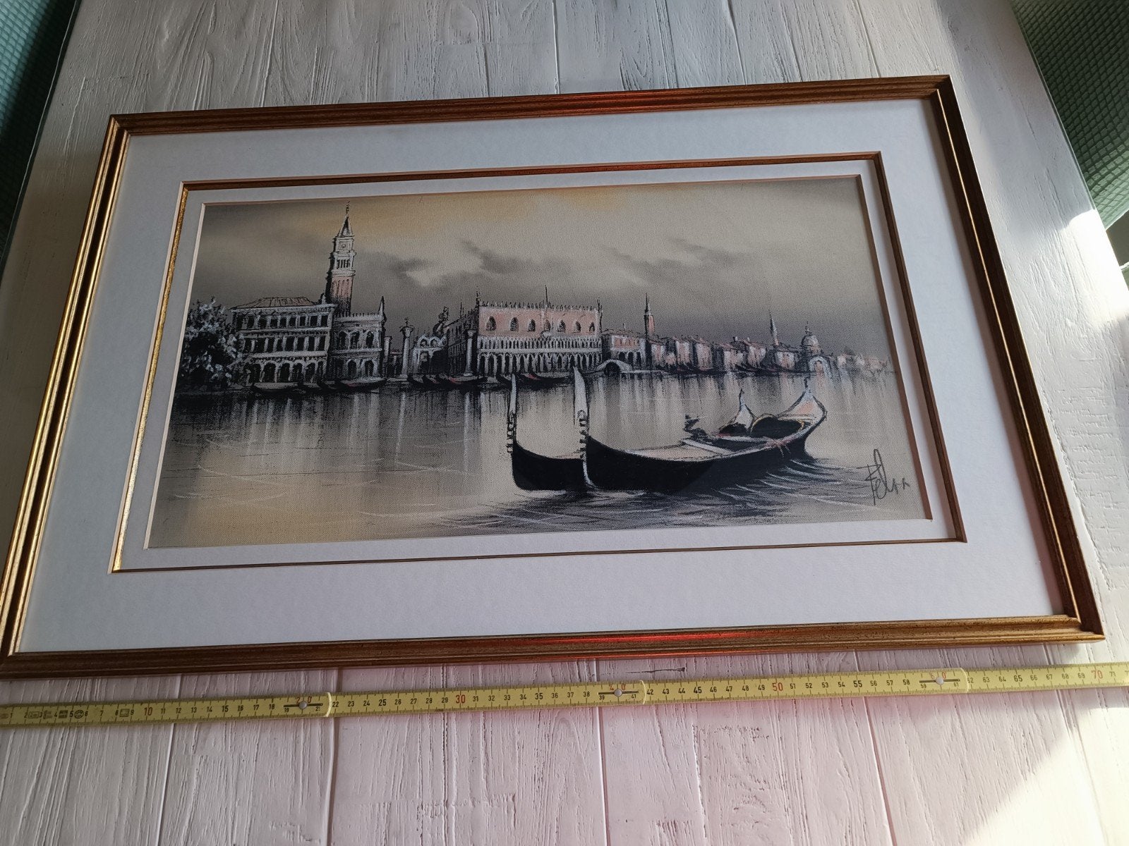 vintage waspastel tekening gondels in Venetië, Antiquités & Art, Art | Peinture | Classique, Enlèvement, Vintage, Dessin