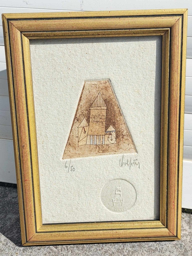 petite eau forte signe andre colpin, Antiek en Kunst, Ophalen of Verzenden
